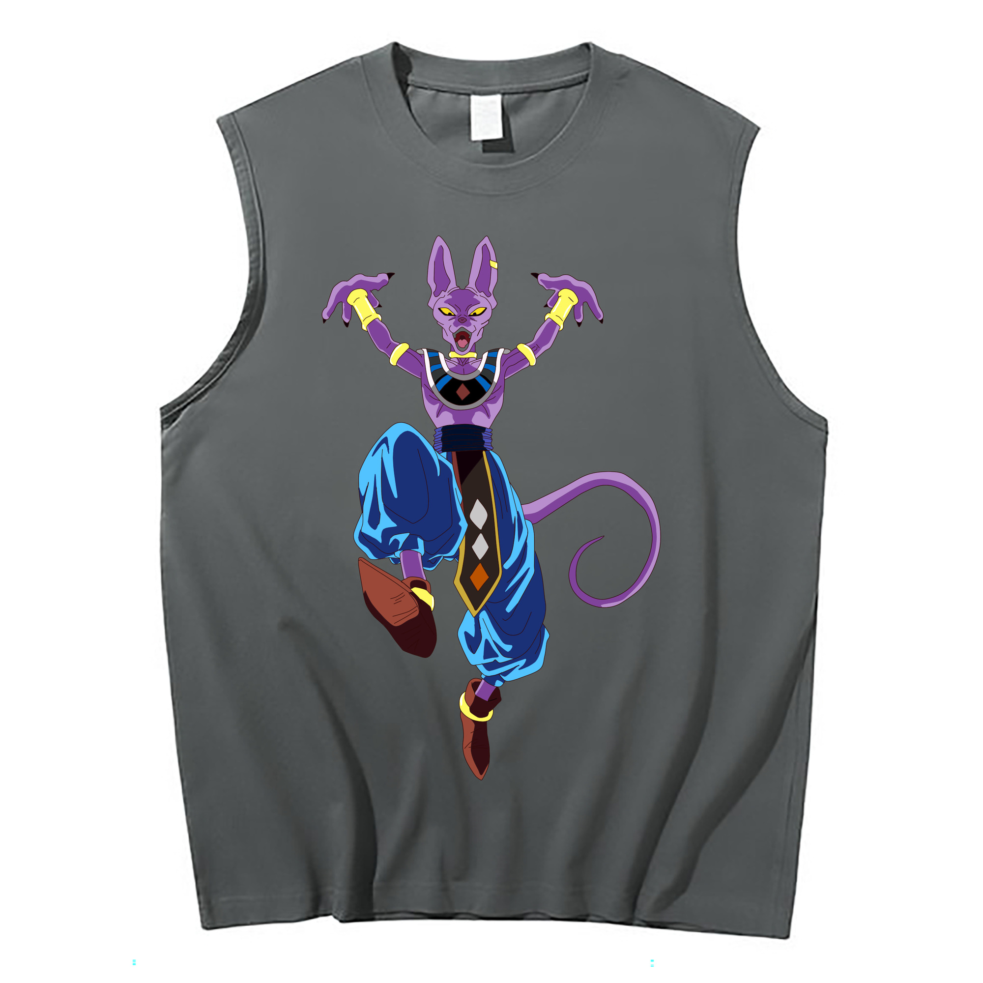 （画像用） ドラゴンボール ビルス 破壊神ビルス DRAGON BALL Beerus Birusu コットン100％タンクトップ（フロントプリント）